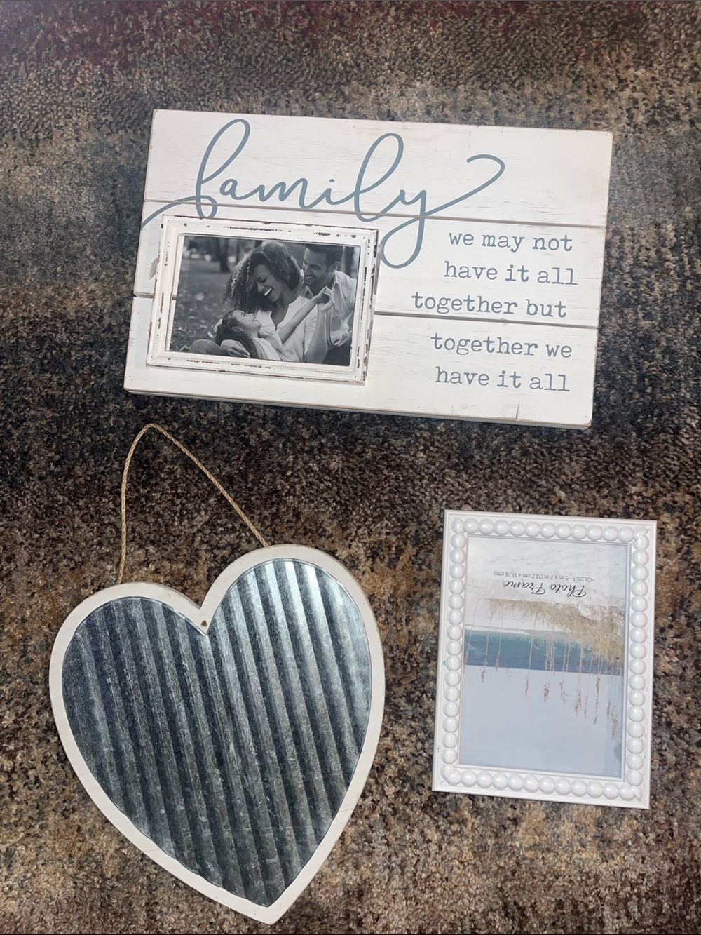 White Family Sentiment Wall Sign with Photo Frame